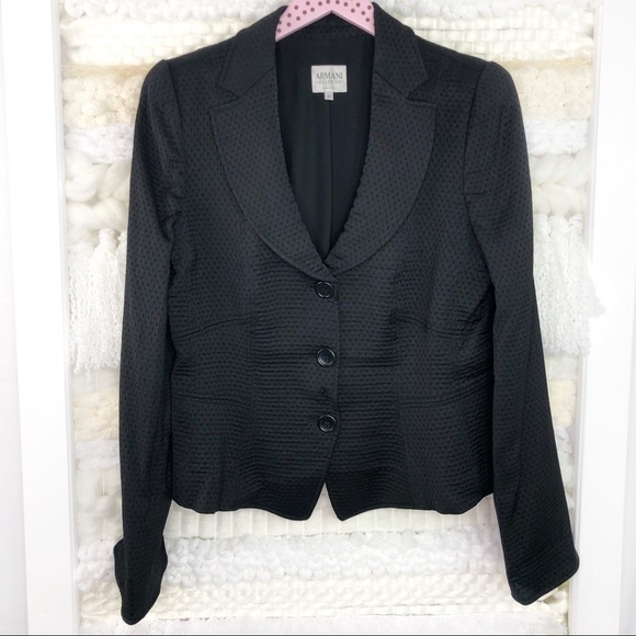 Armani Collezioni Black Wool Blend Blazer Jacket - Picture 2 of 7